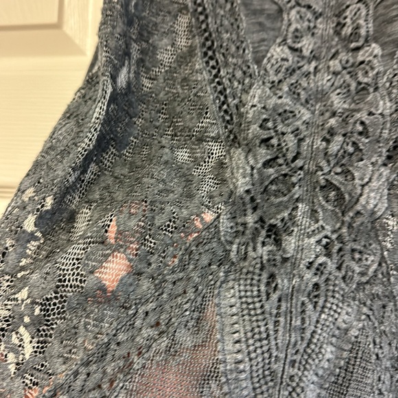 Free People dark grey semi sheer lace boho sleeveless tank top S - Picture 6 of 10